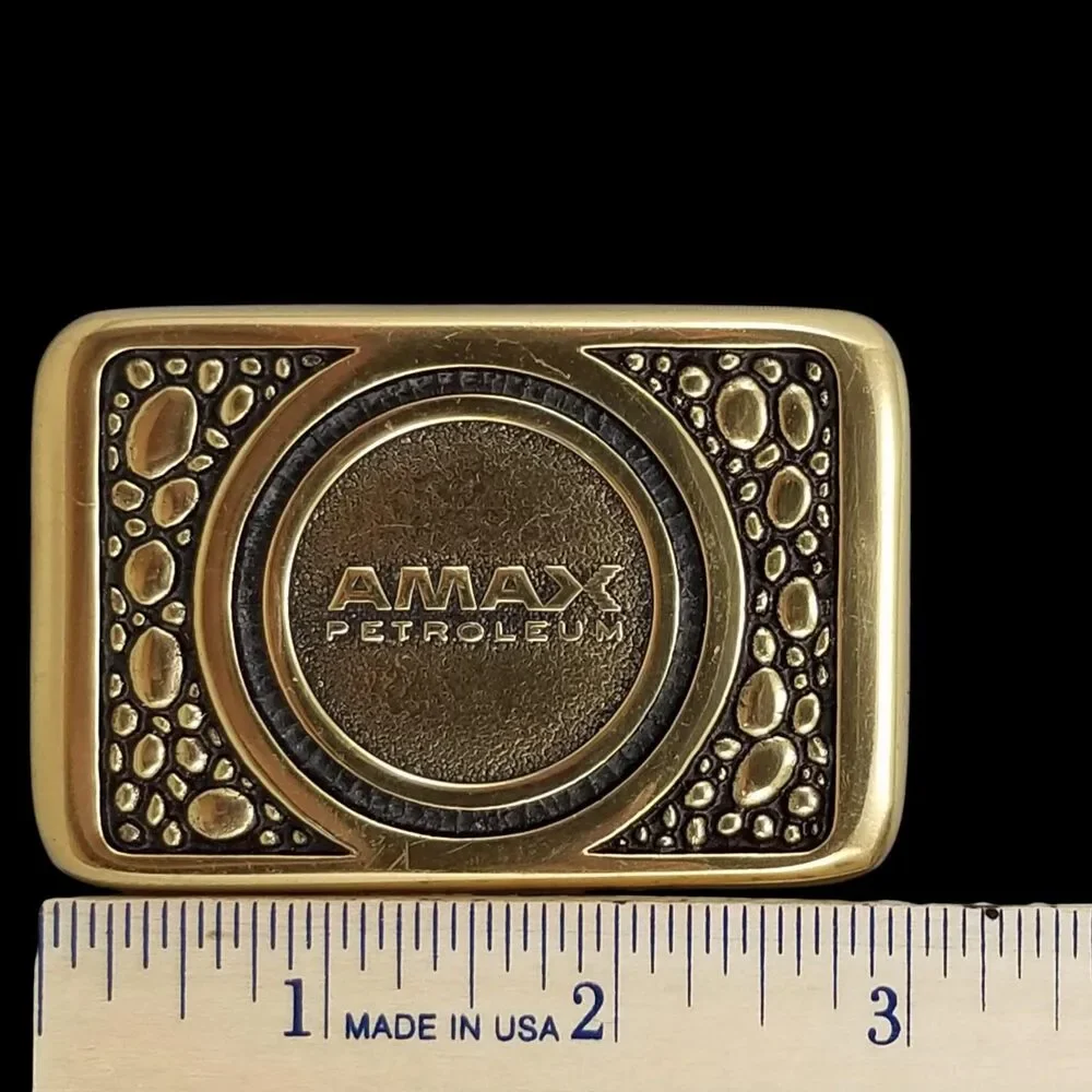 Vintage Solid Brass Belt Buckle‎ by Synanon - Rare Collectible AMAX Petroleum